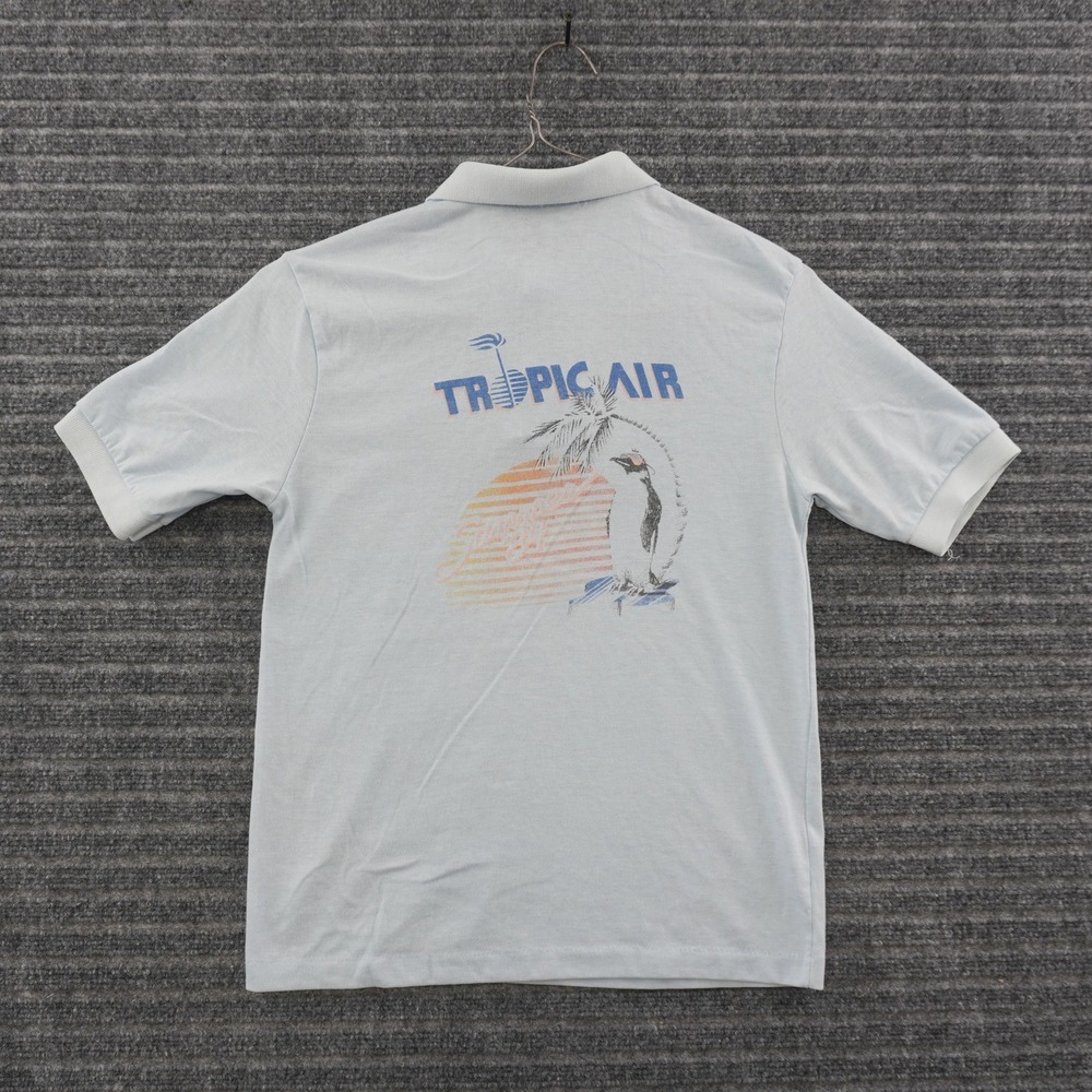 Vintage 80s Hanes Polo Shirt Men S Light Blue Tropic Air Penguin Graphic